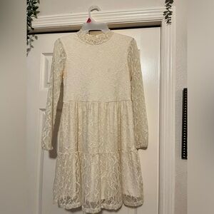 White Formal Dress w/ Line Patterns